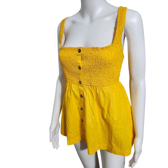 Free People Zola Smocked Tank‎ Top Black Large New - Picture 5 of 9